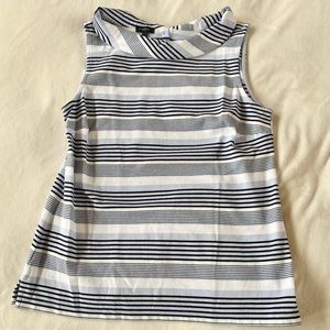 Talbots periwinkle and black striped sleeveless top